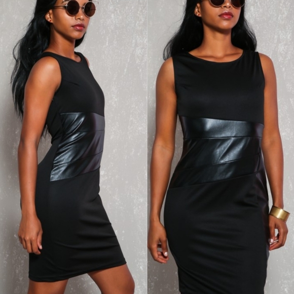 Dresses & Skirts - Sexy Black Faux Leather Dress NWT